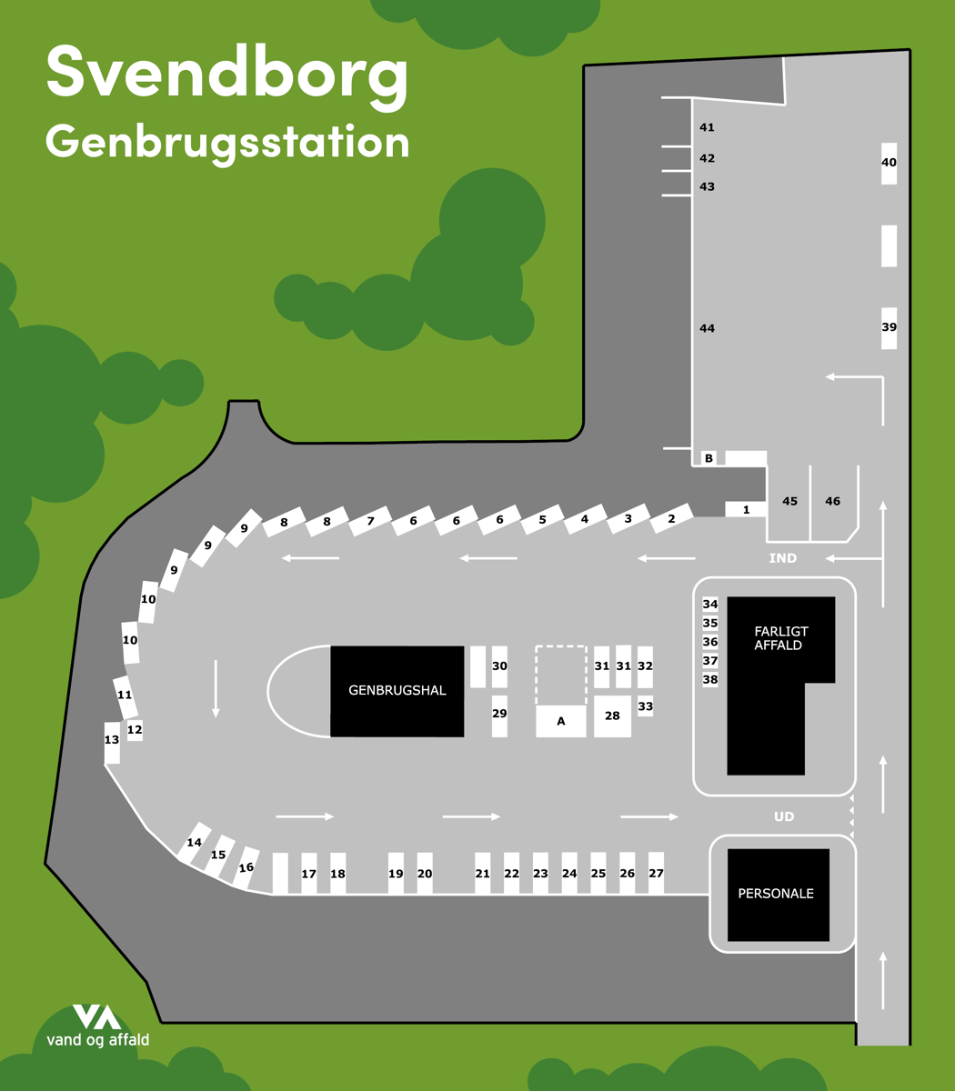 Oversigtskort over Svendborg genbrugsstation